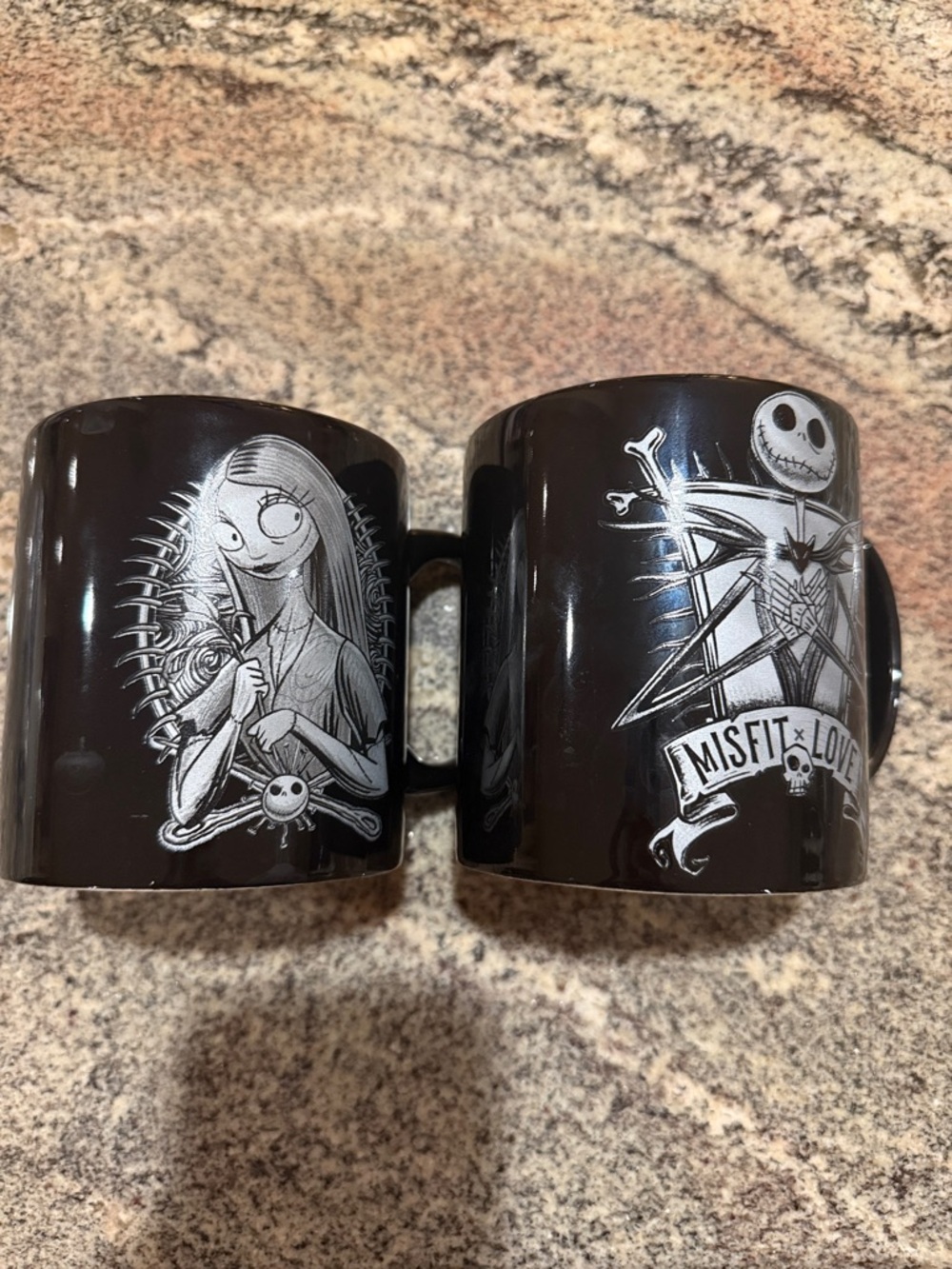 Disney Black Nightmare Before Christmas Jack & Sally Ceramic Mug Set